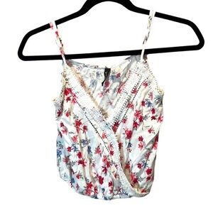 Divided Floral Crepe Fabric Cami Tank Size 0